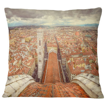 Florence View from Duomo Cathedral Cityscape Throw Pillow, 18"x18"