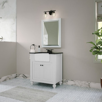 The Holsted Bathroom Vanity, White, 30", Single Sink, Freestanding