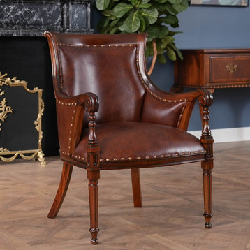 Leather Regency Chair, Fireside Chair