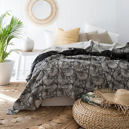 Black / White Paisley Kantha Bedspread / Throw - Comforters And Comforter Sets