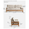 North American Oak Solid Wood Sofa Bed Sleepers Sofa, Gravel White 2.13m Sofa Bed 84.1x34.5x34.5inch