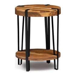 Alaterre Furniture - Ryegate Natural Live Edge Solid Wood with Metal Round End Table in Natural - Side Tables And End Tables