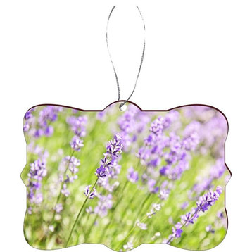 Lavender Blooming In A Garden Design Rectangle Christmas Tree Ornament