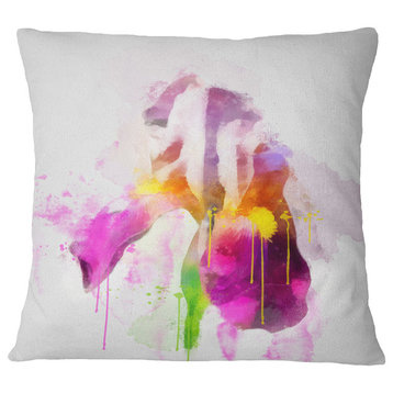 Purple Rose Illustration Watercolor Floral Throw Pillow, 16"x16"
