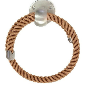 Nautiluxe Collection Nautical Towel Ring, Natural Rope and Satin Nickel