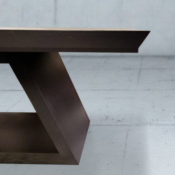 Solid Wood Dining Table in Oak with Black Lacquer Finish