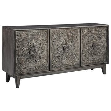 Ashley Fair Ridge Accent Console Table in Dark Brown and Antique Gray