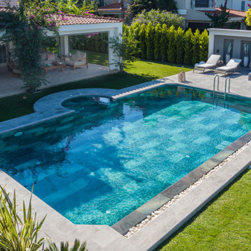 Olcay Mix & Pool Garden Grey Porcelain Tiles - Cesme,Izmir Villa