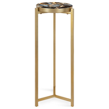 Aguilar Glam Drink Table, Gold/Black 8x8x23