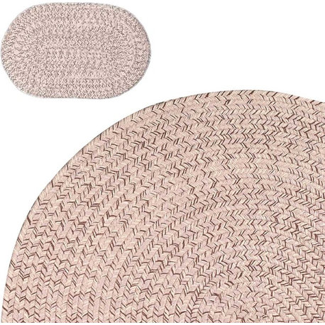 Oval Area Rug 5' x 3' Beige Nylon |