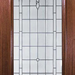 Prehung Single Door 96 Mahogany Palacio 1 Panel Radius Lite Glass - Front Doors