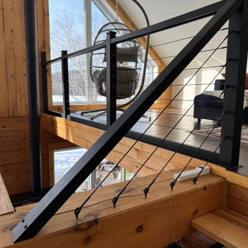 Black inox cable railing project in Greater Montreal, Canada