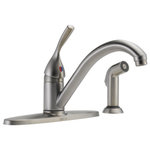 Delta - Delta 134/100/300/400 Series Single Handle Kitchen Faucet with Spray, Stainless - Delta faucets with DIAMOND Seal Technology perform like new for life with a patented design which reduces leak points, is less hassle to install and lasts twice as long as the industry standard*. You can install with confidence, knowing that Delta faucets are backed by our Lifetime Limited Warranty.  *Industry standard is based on ASME A112.18.1 of 500,000 cycles.