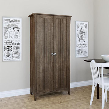 Pemberly Row Kitchen Pantry Cabinet with Doors in Ash Brown - Engineered Wood