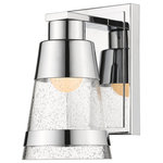 Z-Lite - 1 Light Wall Sconce - Contemporary Design With Subtle Details Characterise The Ethos Collection. Seedy Glass Shades Are Magically Illuminated From A Recessed Light Source Giving The Shades An Ethereal Quality.  Finishes Include Chrome Or Brushed Nickel And Include A Matching Decorative Band. Ethos Is Equipped With The Latest In Energy Saving Long Life Led Technology.