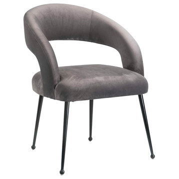 Rocco Grey Velvet Dining Chair - Grey