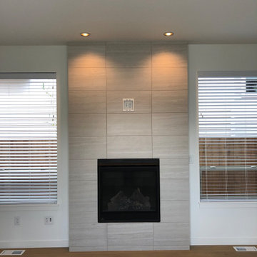 Tiled fireplace surround