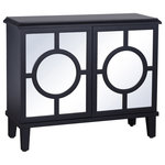 StyleCraft - Hollywood Cabinet Two Circle Patterned Doors Black Finish - Reminiscent of Shoji doors or lanterns, the Hollywood Cabinet by StyleCraft offers two doors with a two-tone finish and a circle design in contrast. Place this charming cabinet in the entryway or living room to add an eclectic appeal.