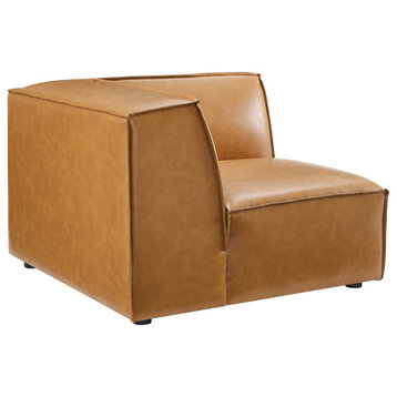 Restore Vegan Leather Sectional Sofa Corner Chair, Tan