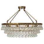 LightUpMyHome - Lightupmyhome Celeste Flush Mount Glass Drop Crystal Chandelier, Brass, 32" - This gorgeous crystal chandelier will certainly capture the attention of your guests. This stunning 10 light design will light up your home with elegance and class. A beautiful brass frame and hundreds of large drops of crystals ensure that this chandelier will be a great focal point of any room.