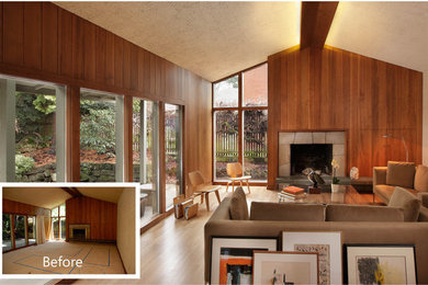 Elegant living room photo in Portland