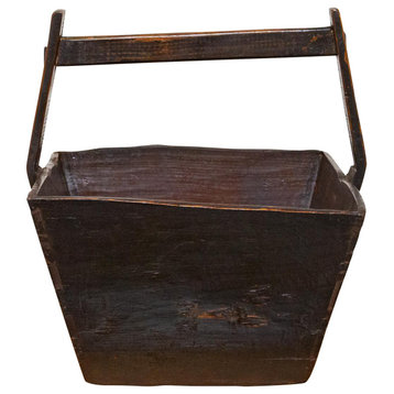 Aged Black Wooden Vegetable Basket