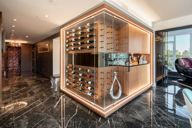Example of a minimalist wine cellar design in Vancouver