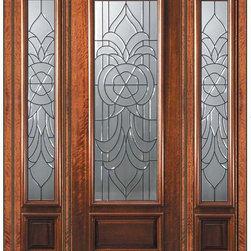 Pre-hung Side lights Door 96 Wood Mahogany Hillsborough 3/4 Lite - Front Doors