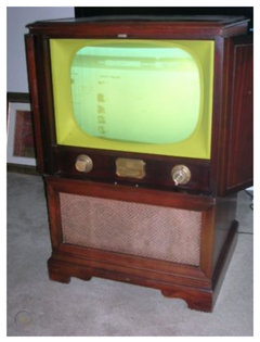 Very old tv in cabinet