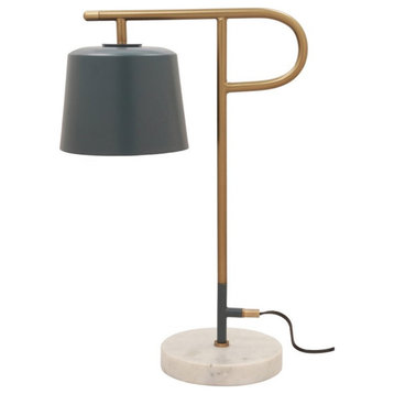 TOV Furniture Babel 22"H Modern Marble Base Table Lamp in Gray/Antique Brass