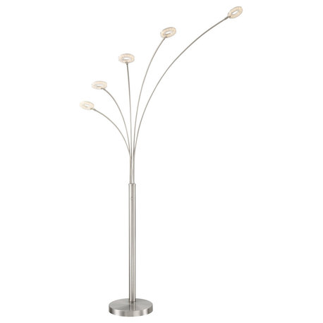 Lite Source LS-83067 Zale 5 Light 88"H Integrated LED Floor Lamp - Brushed