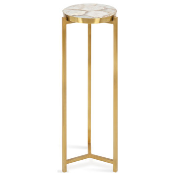 Aguilar Glam Drink Table, Natural/Gold 8x8x23