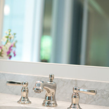 Blue and White Bathroom Renovation. Potomac, MD