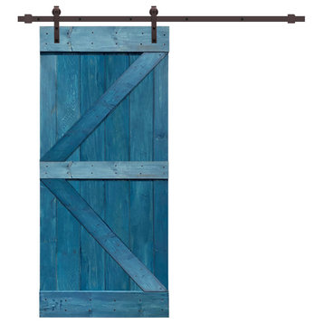 TMS K Series Barn Door With Black Sliding Hardware Kit, Ocean Blue, 36"x84"