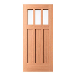 Rancho - Craftsman Mahogany Exterior Door 3-Lite Clear with 3 Panel Bottom (1-3/4") - Windows And Doors