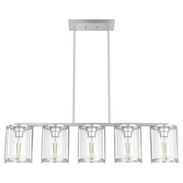 Astwood Brushed Nickel With Clear Glass 5 Light Chandelier Ceiling
