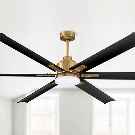 Whose Lamp 72-inch Integrated LED Indoor Brass Ceiling Fan with Light and Remote
