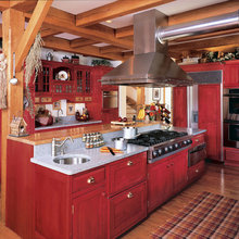 red cabinets