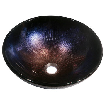 Dawn Tempered Glass, Hand-Painted Glass Vessel Sink-Round Shape, Dark Violet