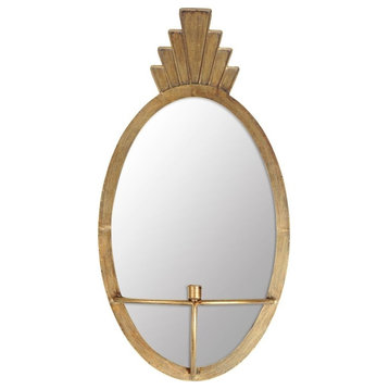 Caserta Gold Oval Wall Mirror w/ Candleholder