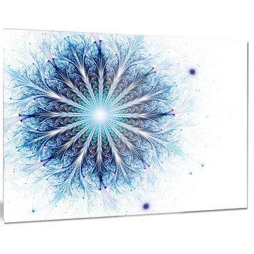 "Fractal Flower Light Blue Digital Art" Metal Wall Art, 28"x12"