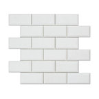 11.75"x11.75" Thassos White Greek Marble Polished and Deep Beveled Brick Tile