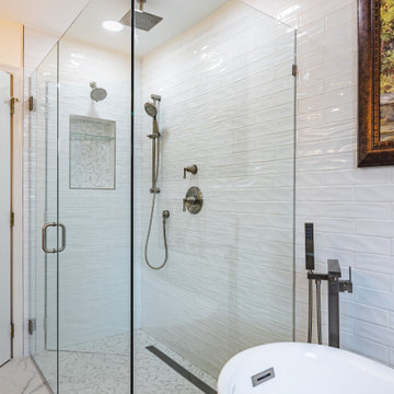 Master bathroom remodel in Ashburn, VA with walk in shower & double vanities