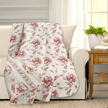 Chic Vintage Rose 100% Cotton Quilted Throw