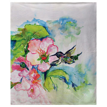 Betsy Drake Hummingbird & Hibiscus Fleece Blanket