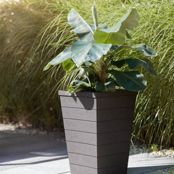 Taper Plastic Resin Planter, Set of 2, Anthracite by Keter