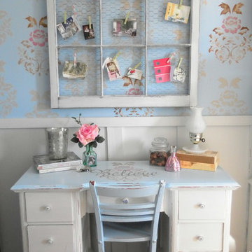 A Vintage Cottage Inspired Office Nook in a Master Bedroom