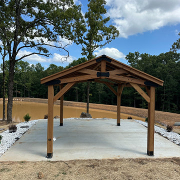 Cedar Pavilion Kit Assembly by the Pond – Little Rock, AR
