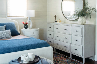 Example of a transitional wallpaper bedroom design in San Francisco