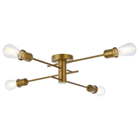 Elegant Lighting LD7050F26 Xavier 4 Light 26"W Semi-Flush Ceiling - Brass